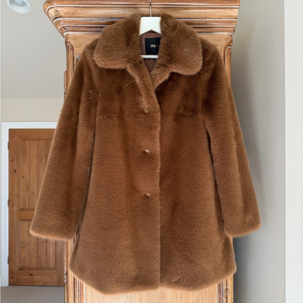 NWT Maje mid-length faux fur coat, size US S/FR 36 - Picture 2 of 10